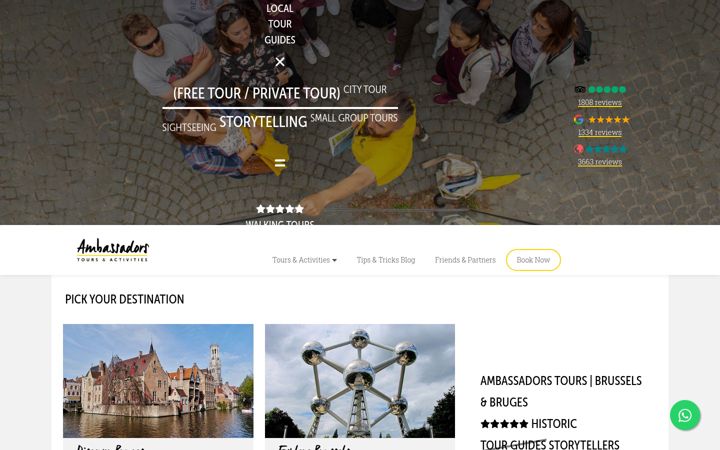 Screenshot of ambassadorstours.com