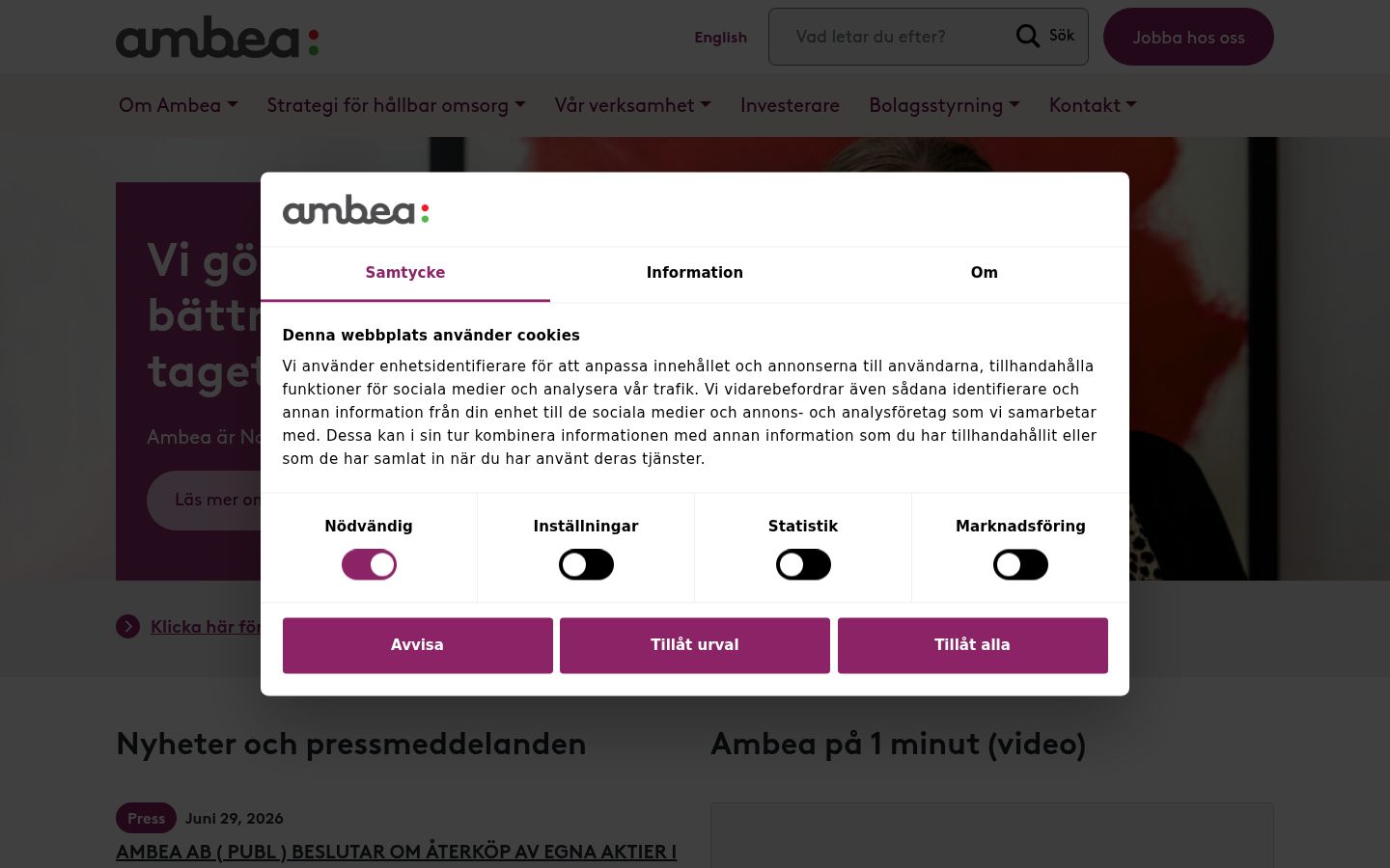 Ekrānuzņēmums ar piekrišanas baneri, kas tika rādīts pirms jebkādas mijiedarbības