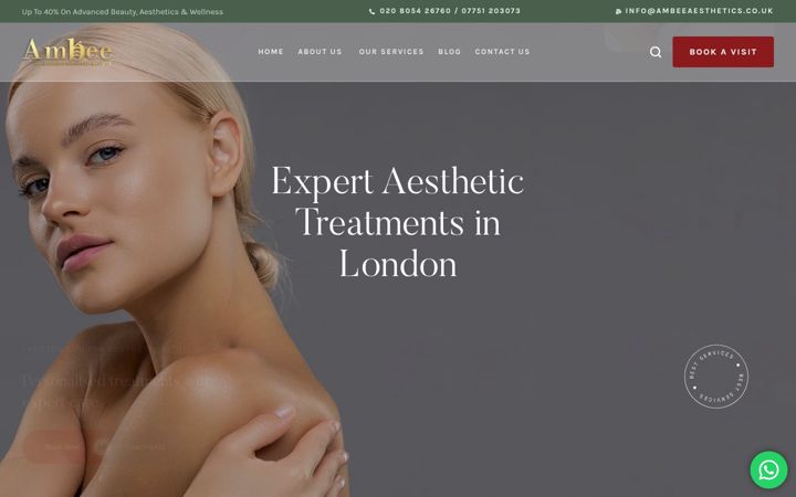 Screenshot of ambeebeautyclinic.co.uk