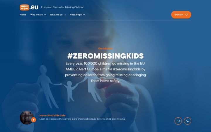 Kuvakaappaus sivustosta amberalert.eu