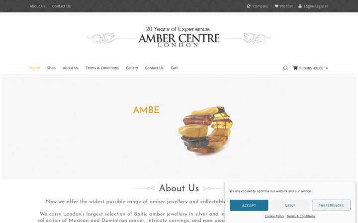 Screenshot of ambercentre.com