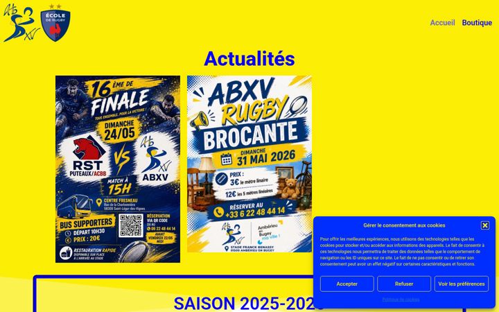Screenshot of amberieurugby.com