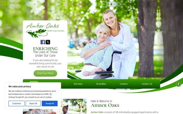 Screenshot of amberoaksalc.com
