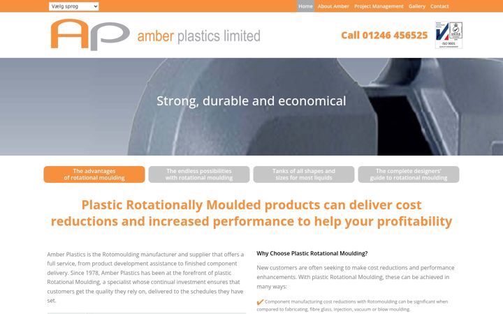 Captură de ecran a amberplastics.co.uk