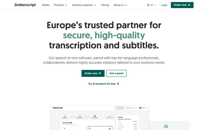 Screenshot of amberscript.com