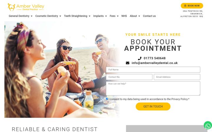 Ekrānuzņēmums no ambervalleydental.co.uk