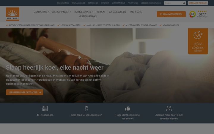 Екранна снимка на ambiance-zonwering.nl