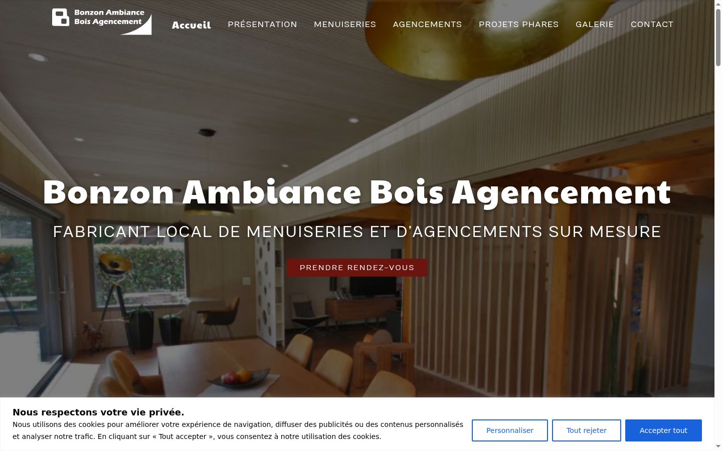 Capture d'écran de la bannière de consentement affichée avant toute interaction