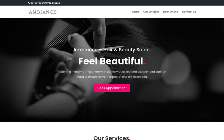 Screenshot of ambiancehairandbeauty.com