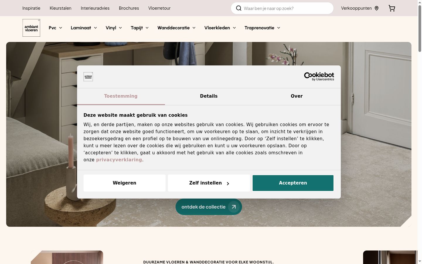 Snimka zaslona bannera za privolu prikazanog prije bilo kakve interakcije