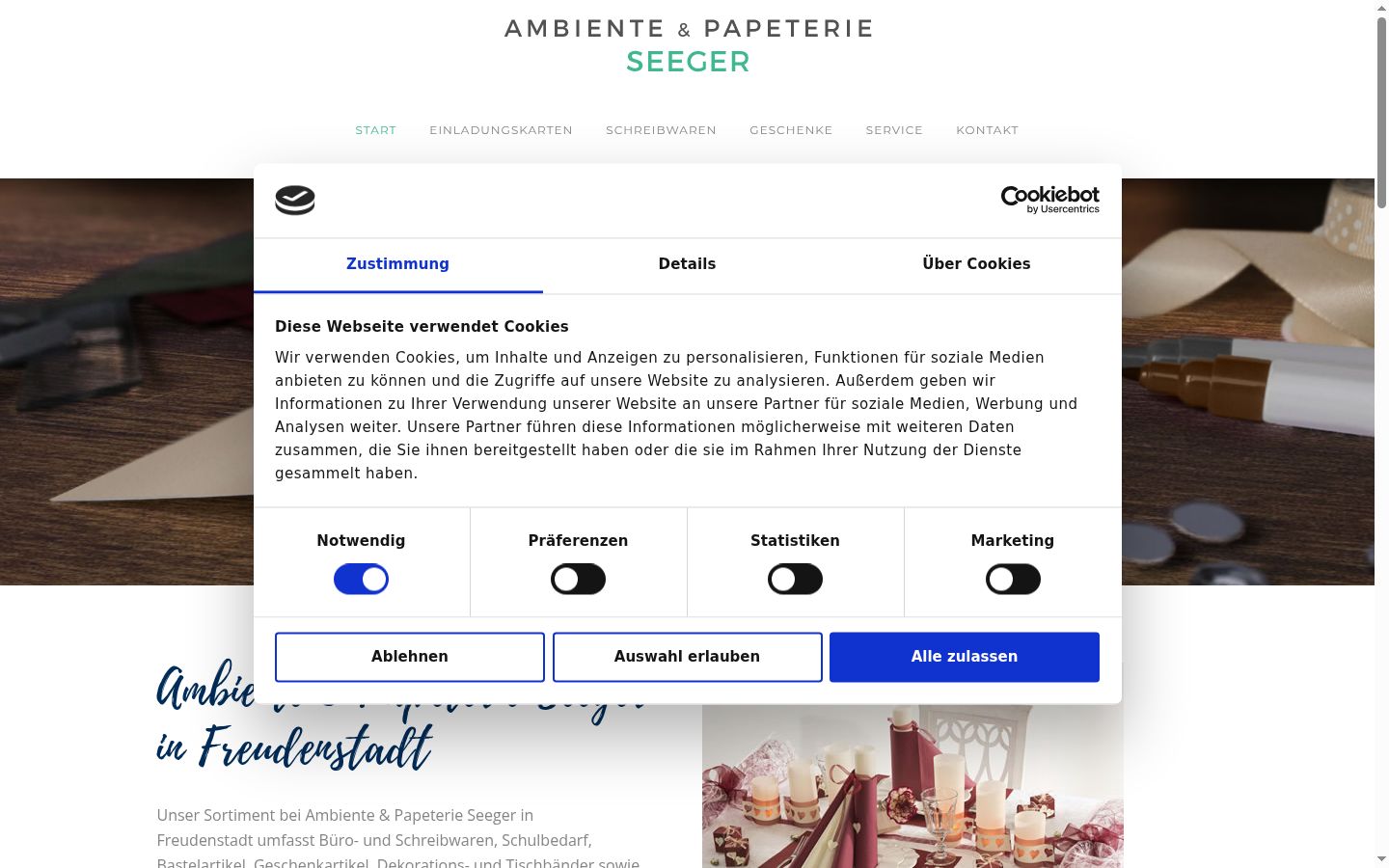 Screenshot του banner συγκατάθεσης που εμφανίστηκε πριν από οποιαδήποτε αλληλεπίδραση