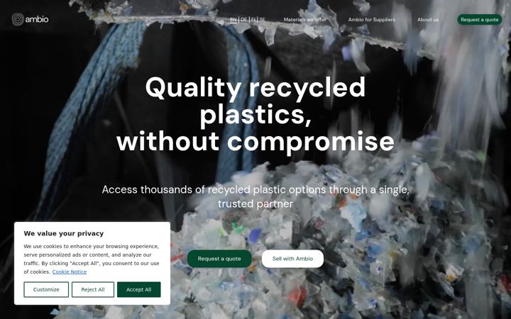 Screenshot of ambiomaterials.com