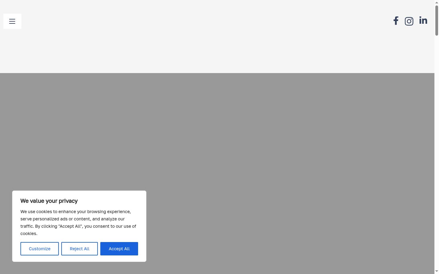 Screenshot του banner συγκατάθεσης που εμφανίστηκε πριν από οποιαδήποτε αλληλεπίδραση