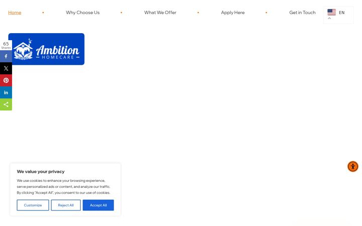 Screenshot of ambitionhomecare.com