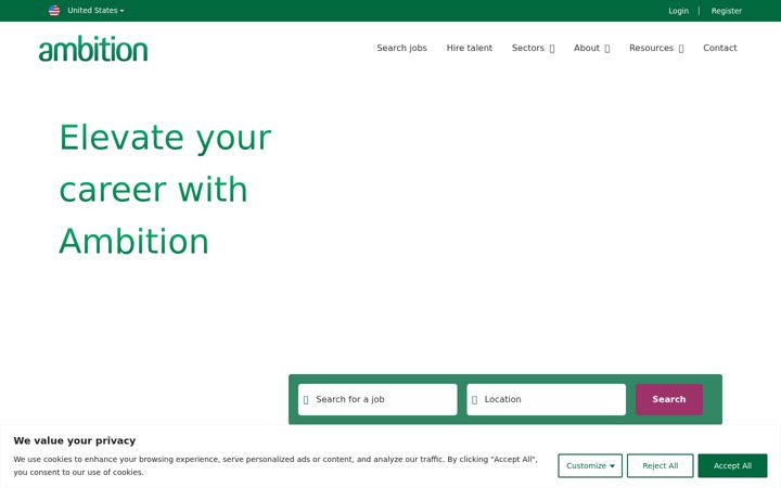 Screenshot of ambitionsearch.com
