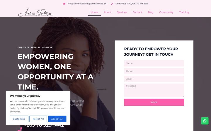 Screenshot of ambitiousdarlingszimbabwe.co.zw