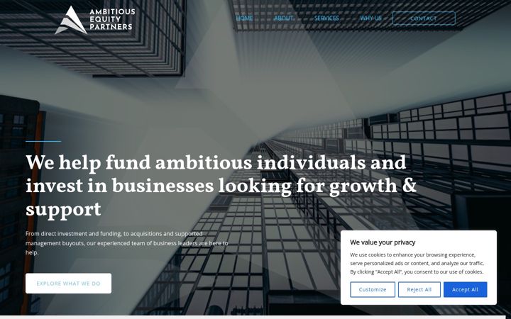 Screenshot von ambitiousequitypartners.co.uk