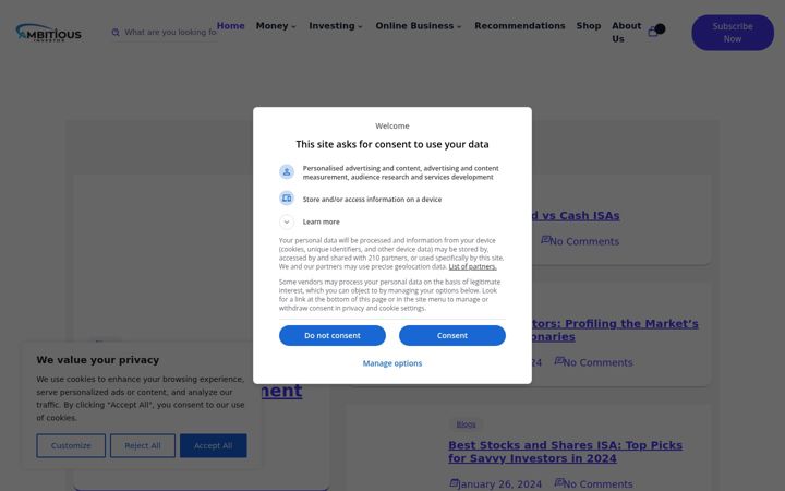 Screenshot von ambitiousinvestor.com