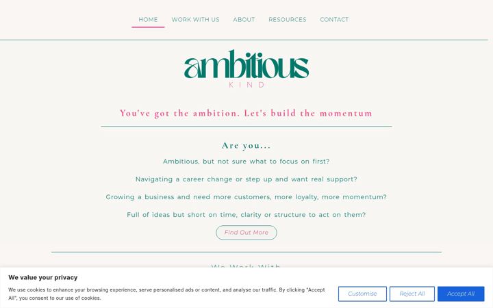 Screenshot of ambitiouskind.com