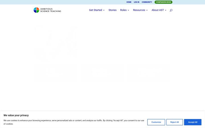 Screenshot of ambitiousscienceteaching.org