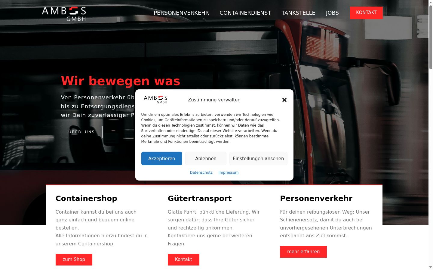 Screenshot of the consent banner shown before any interaction