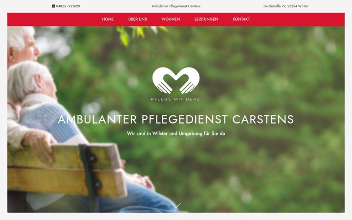 Snímek obrazovky ambpflegemitherz.de