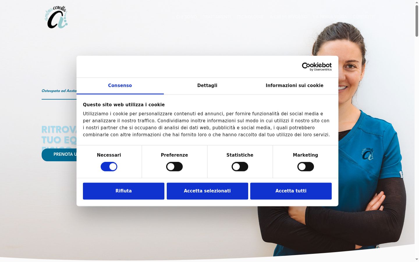 Posnetek zaslona pasice za privolitev, prikazane pred kakršno koli interakcijo