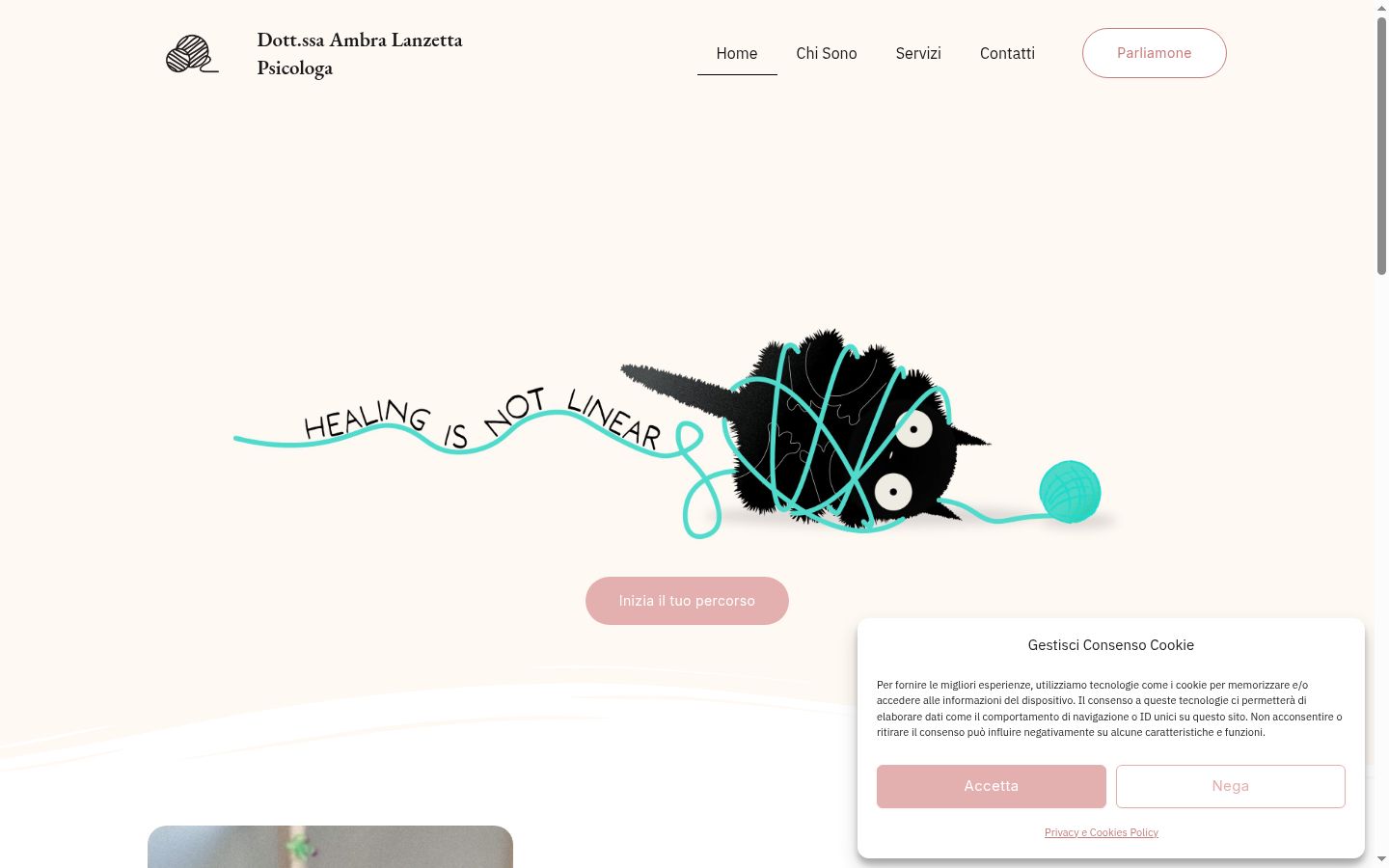 Screenshot del banner di consenso mostrato prima di qualsiasi interazione