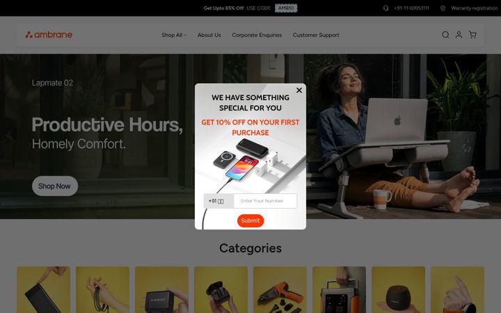 Screenshot of ambraneindia.com