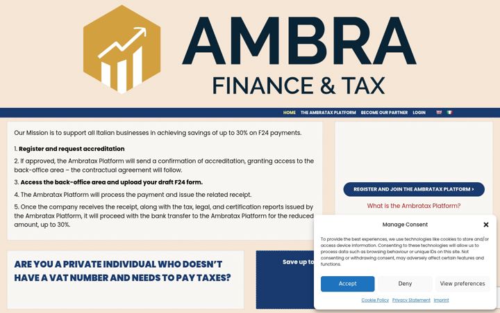 Screenshot of ambratax.com