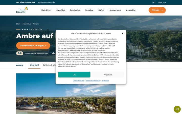 Screenshot of ambre-mauritius.de
