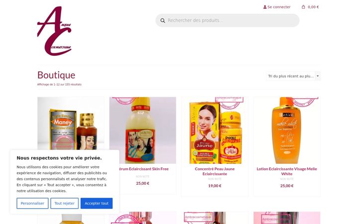 Screenshot of ambrecosmetique.fr