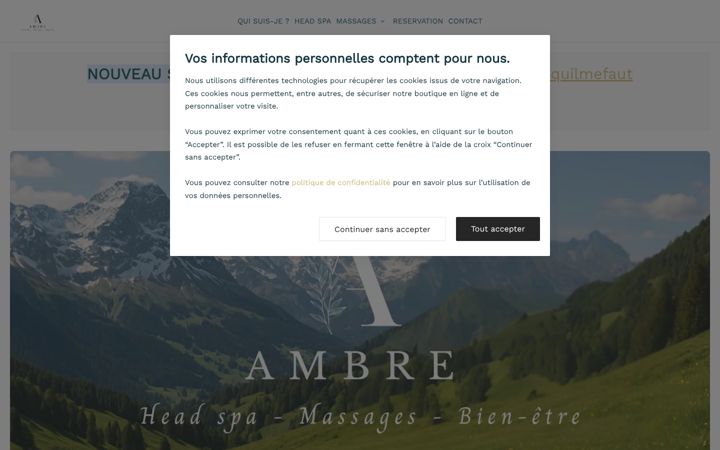 Screenshot of ambremassages.com