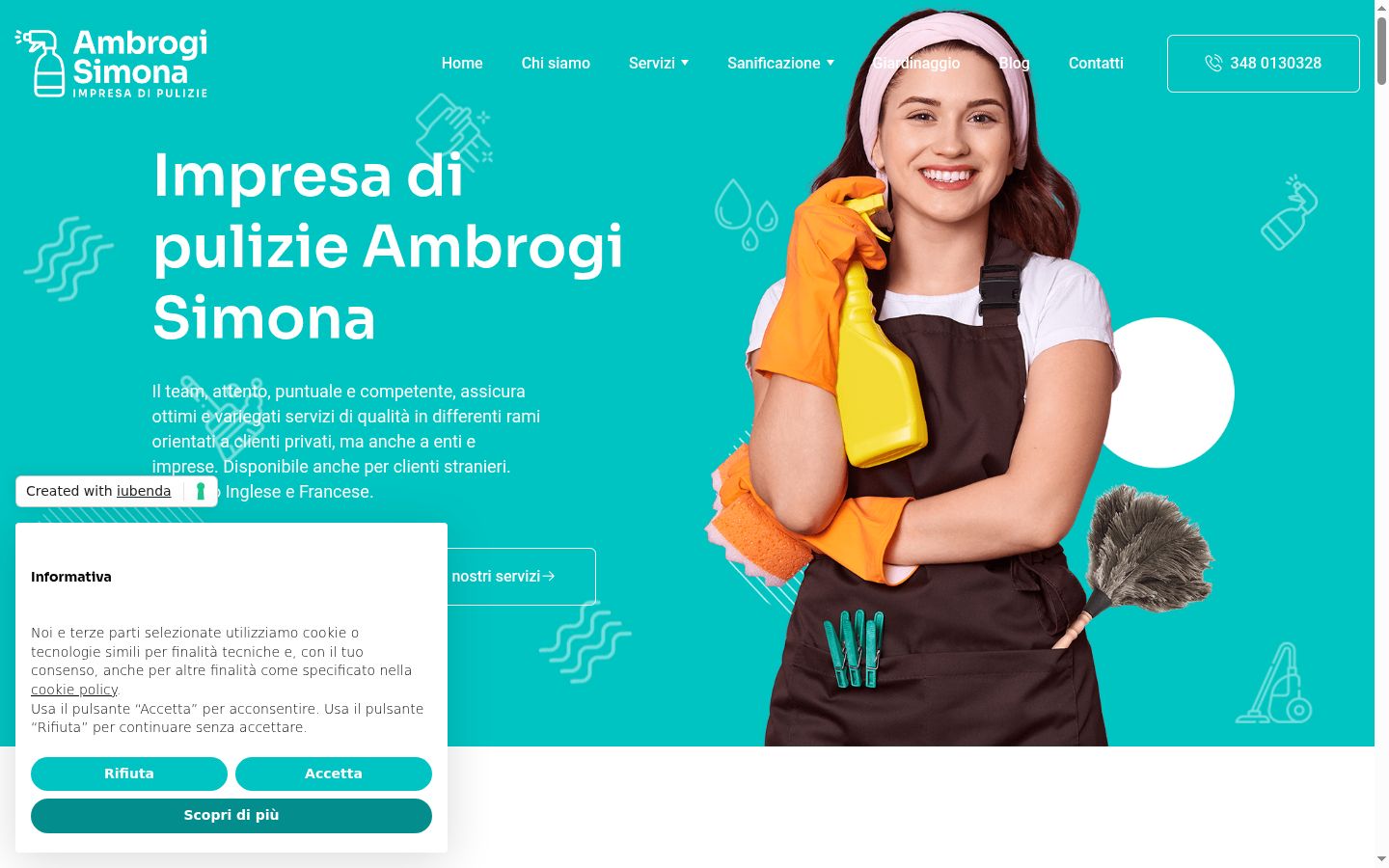 Screenshot del banner di consenso mostrato prima di qualsiasi interazione