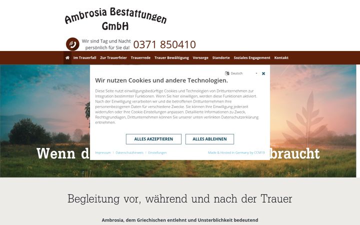 Screenshot of ambrosia-bestattungen.de
