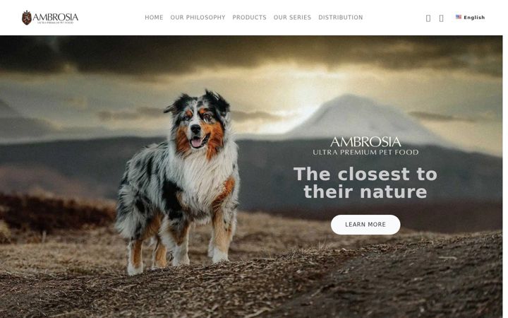 Screenshot of ambrosiapetfood.com