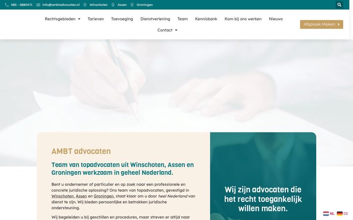 Snímek obrazovky ambtadvocaten.nl