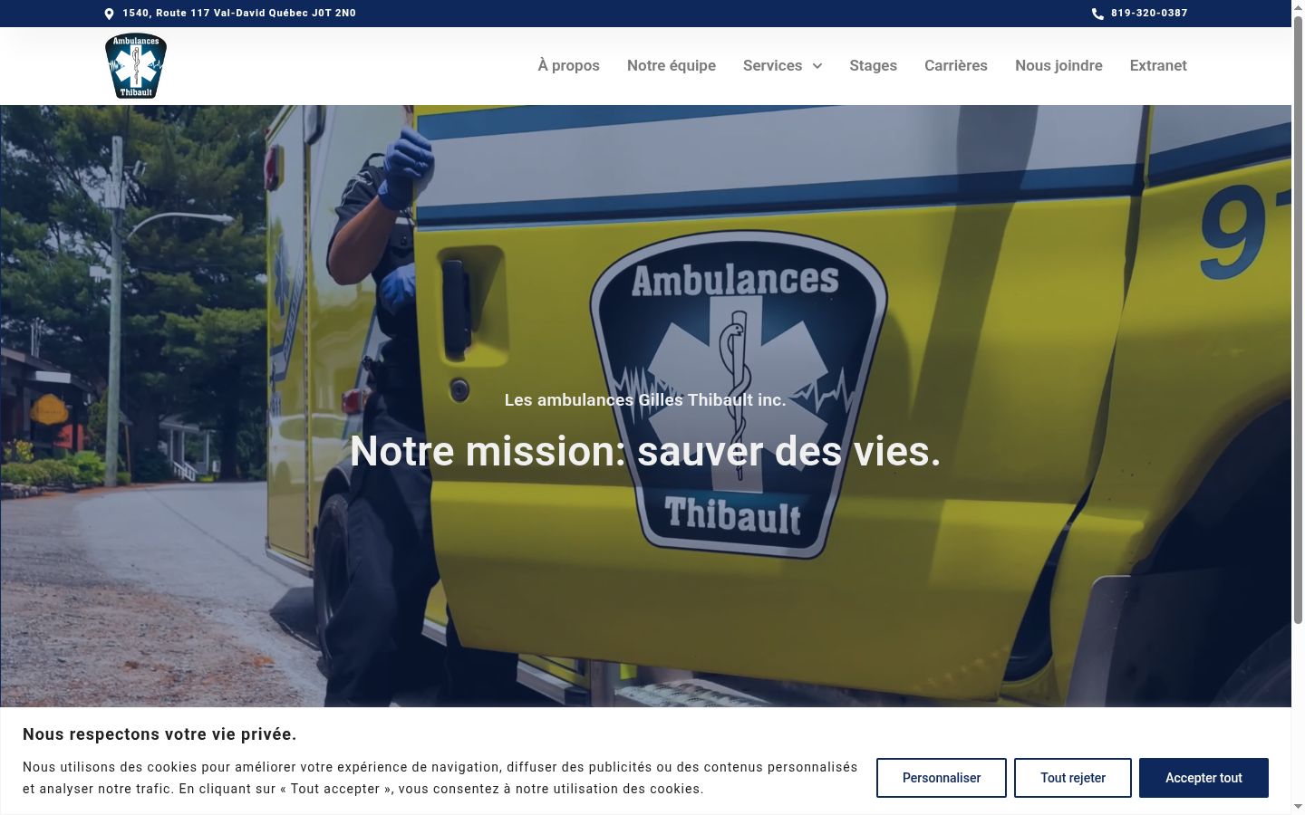 Captura de pantalla del banner de consentimiento mostrado antes de cualquier interacción