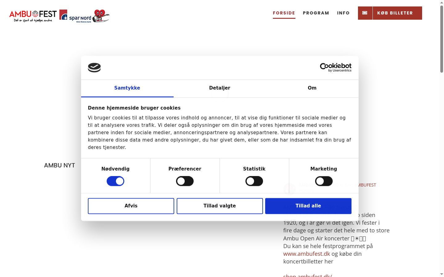 Skärmbild av samtyckesbannern som visades före någon interaktion