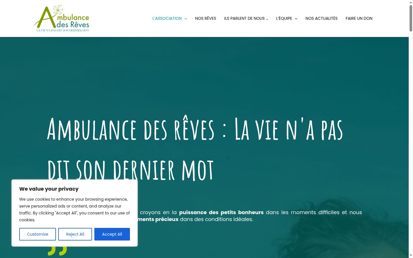Capture d'écran de la bannière de consentement affichée avant toute interaction