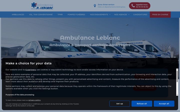 Screenshot of ambulanceleblanc.fr