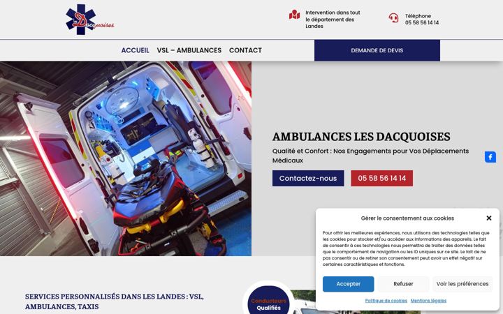 Screenshot of ambulances-lesdacquoises.fr