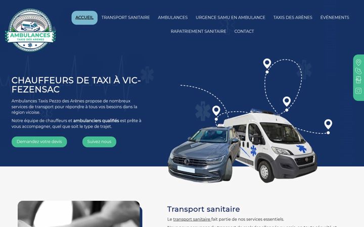 Snímek obrazovky ambulances-taxisdesarenes.fr