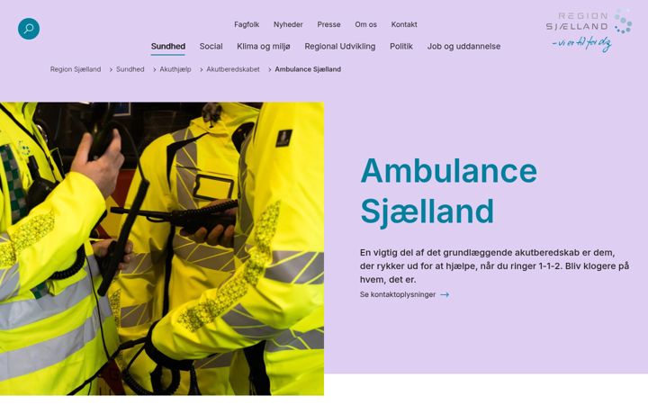 Screenshot of ambulancesjaelland.dk