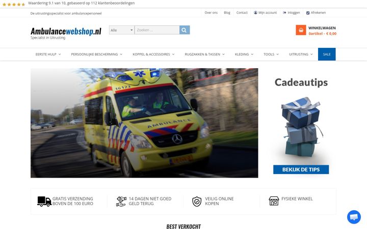 Képernyőkép: ambulancewebshop.nl