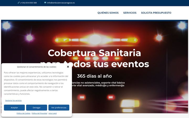 Skærmbillede af ambulanciaszaragoza.es