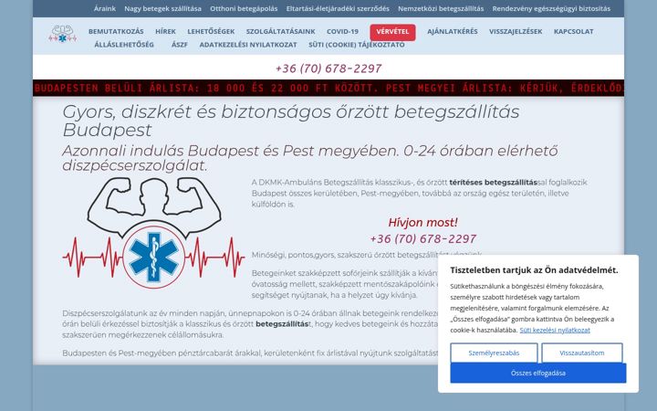 Skærmbillede af ambulansbetegszallitas.eu
