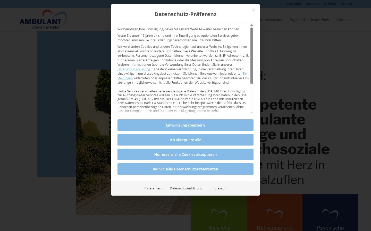 Screenshot van de toestemmingsbanner zoals getoond vóór enige interactie