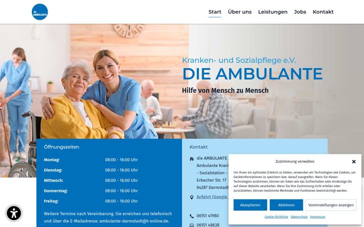 Posnetek zaslona ambulante-darmstadt.de