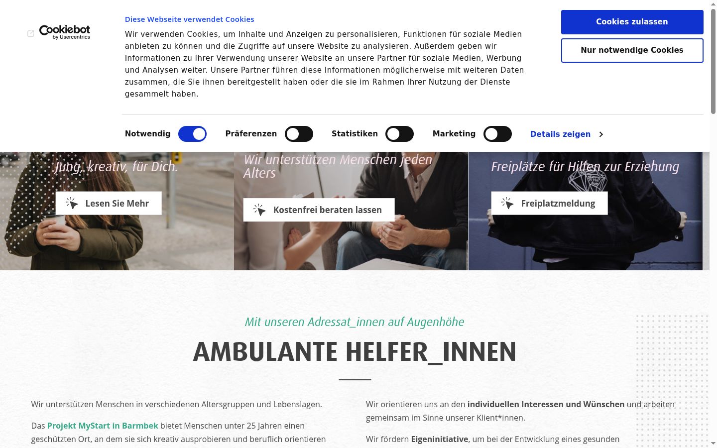 Screenshot del banner di consenso mostrato prima di qualsiasi interazione